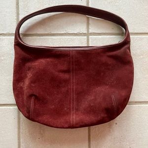 Coach Burgundy Suede Leather Hobo Bag